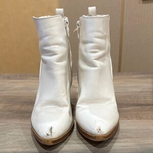 White Leather Ankle Boots